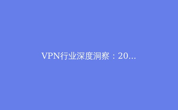 VPN行业深度洞察：2024年网络安全趋势与选择策略全解析