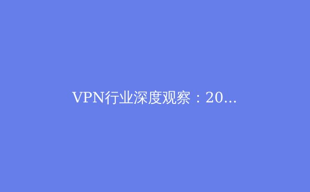 VPN行业深度观察：2024年隐私保护与网络自由的技术演进与挑战